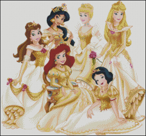 Esquema en punto de cruz de las Princesas Disney